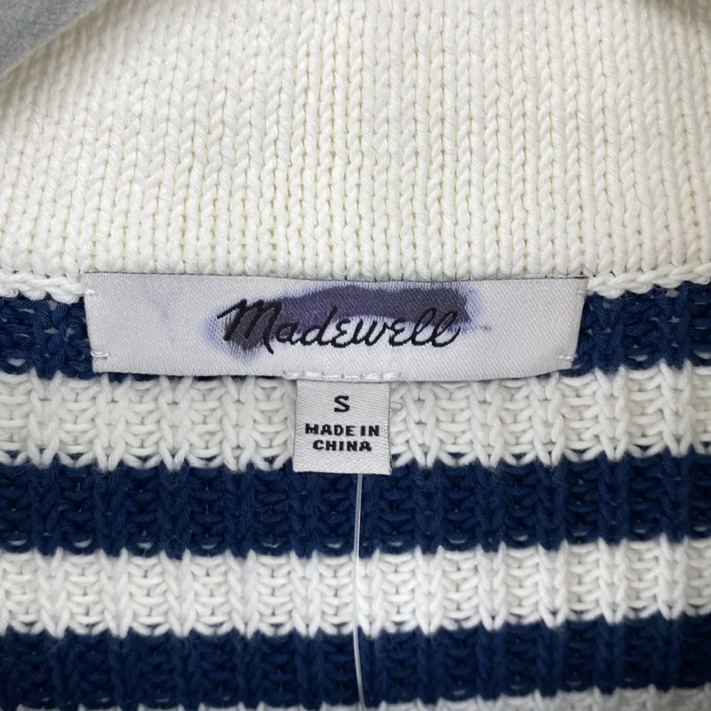 Madewell Ribbed Half-Zip Sweater in Striped NWT Size Small
